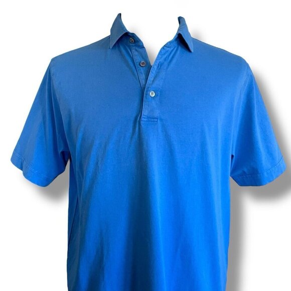 Drumohr Mens Polo Shirt XXL 2XL Blue Garment Dye Cotton Relaxed Slim Fit $130 - Picture 2 of 8